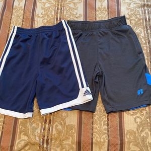 Adidas boys shorts and Russell 2 pairs one adidas and Russell